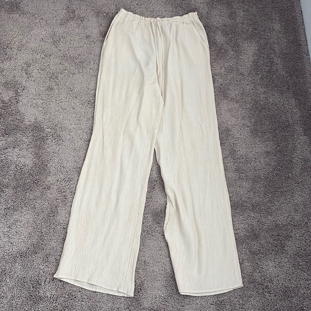 Zara Textured Pants Cream